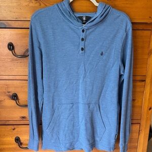 Volcom Men's Blue Henley HoodieSize Small